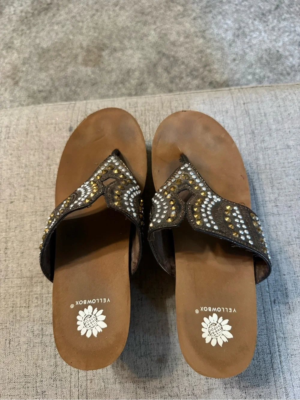 Yellow Box wedge sandals size 6